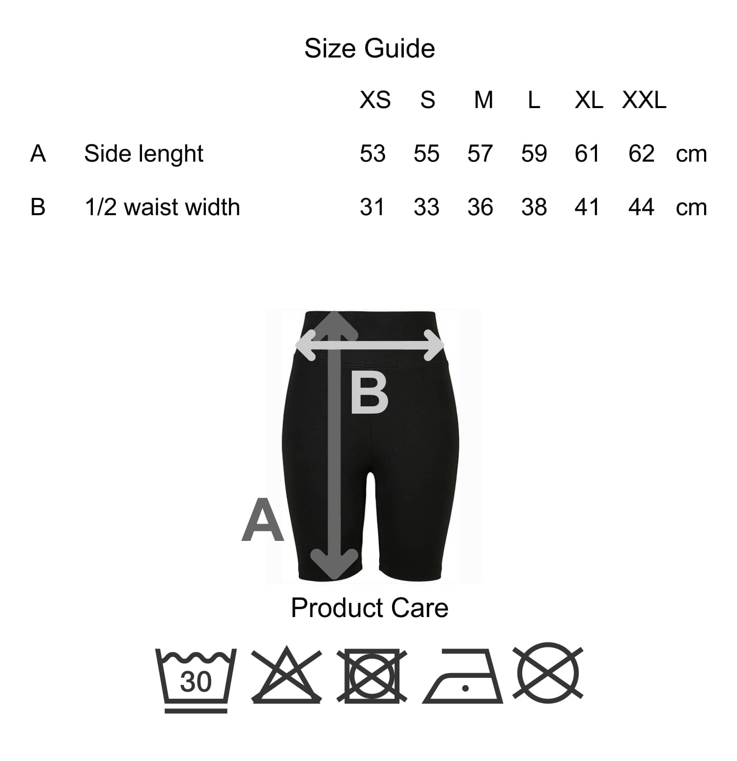 cycle shorts dimensions